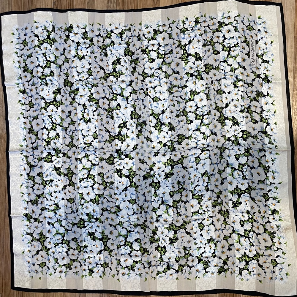 YSL white floral Scarf